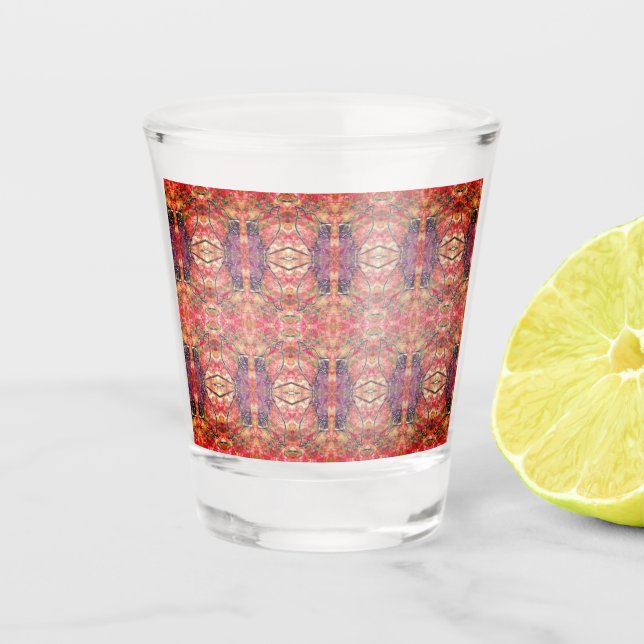 Lila und rosa Muster Schnapsglas (Vorderseite)