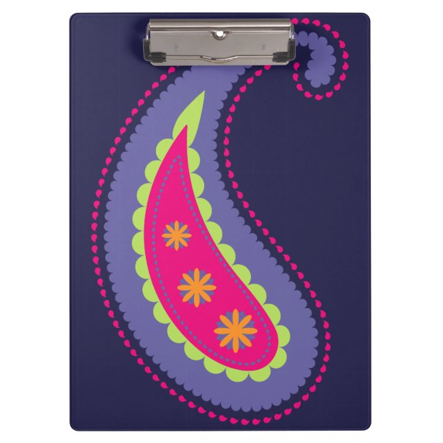 Lila und rosa Paisley Klemmbrett (Vorderseite)