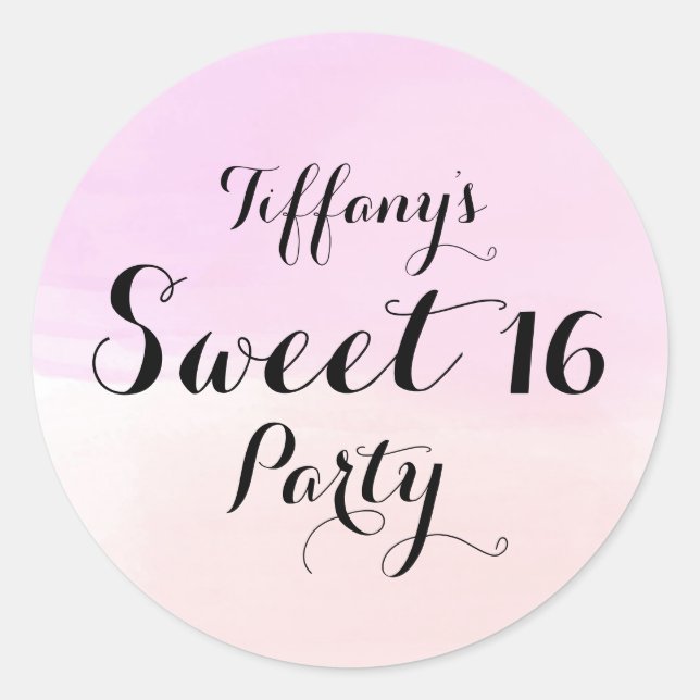 Lila und rosa Pastel Ombre Sweet 16 Aufkleber (Vorderseite)