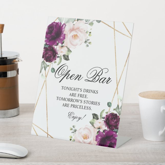 Lila und rosa Rosa Rose - Open Bar Sign Sockelschild (In SItu)