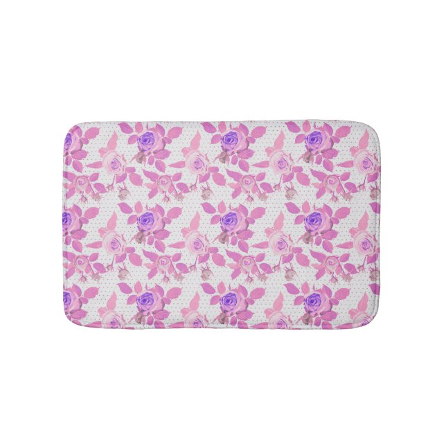 Lila und rosa Rosen Badematte (Vorderseite)