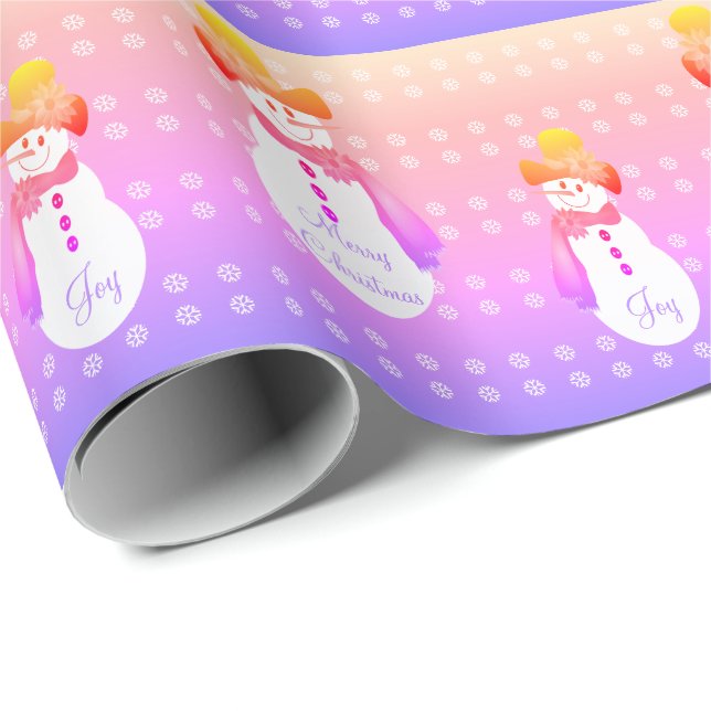 Lila und rosa Schneemann Geschenkpapier (Rolleneckpunkt)