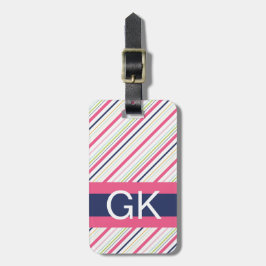 Lila und rosa Streifen-Monogramm-Gepäck-Umbau Gepäckanhänger
