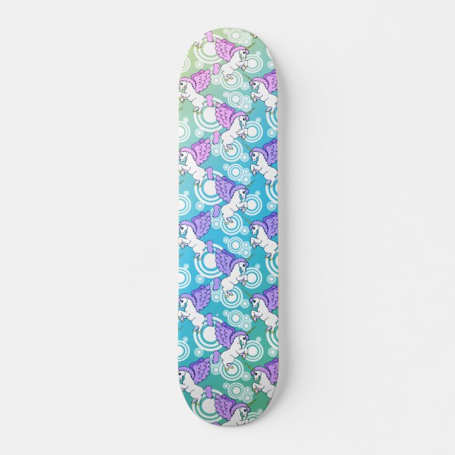 Lila und rosa Unicorn-Muster Skateboard (Vorne)