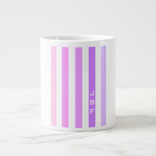 Lila und Rosa Vertikale Streifen Monogramm Jumbo-Tasse