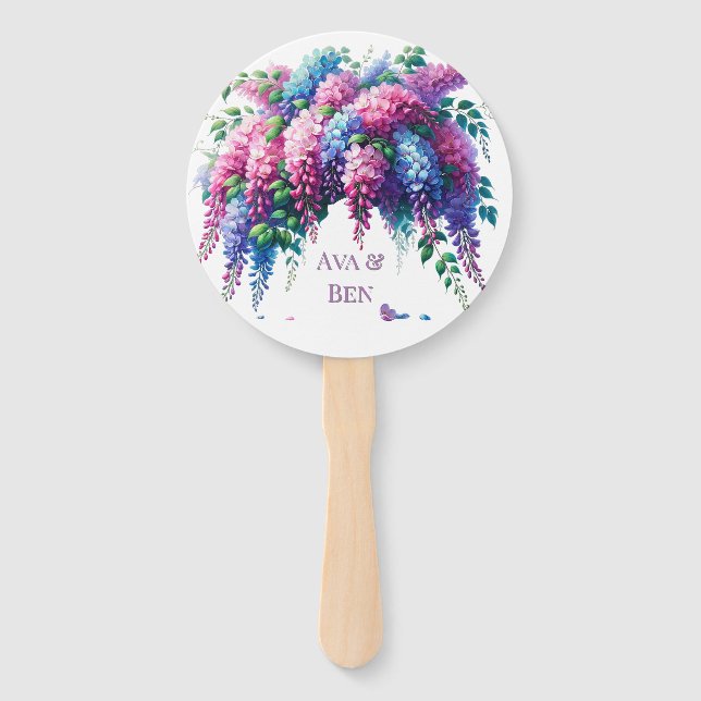 Lila und rosa Wisteria Blume Wedding Fächer (Vorderseite)
