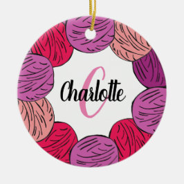Lila und rosa Wollgeschenke Keramik Ornament