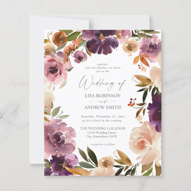 Lila und rosafarbene Blütenhochzeit (Vorderseite)