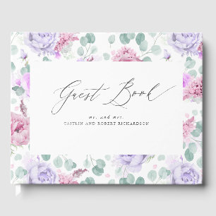Lila und rosafarbene Blütenhochzeit Gästebuch