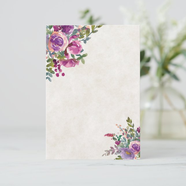 Lila und rosafarbene Eggplant Hochzeit Einladung (Stehend Vorderseite)