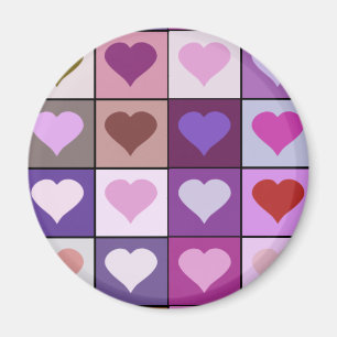 Lila und rosafarbene Herzpartien Magnet