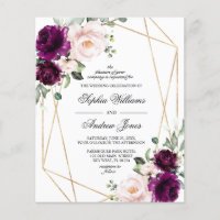 Lila und rosafarbene Rosenhochzeit - Einladung