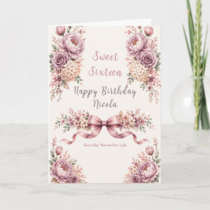 Lila und Roségold Sweet Sixteen Karte