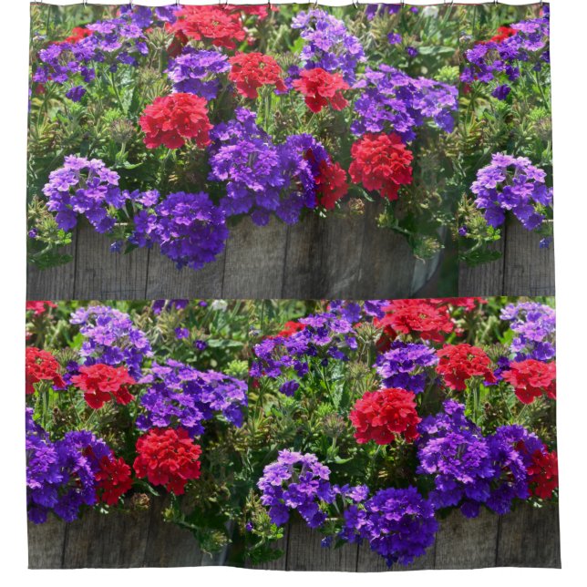 Lila und rot Verbena Duschvorhang (Vorderseite)
