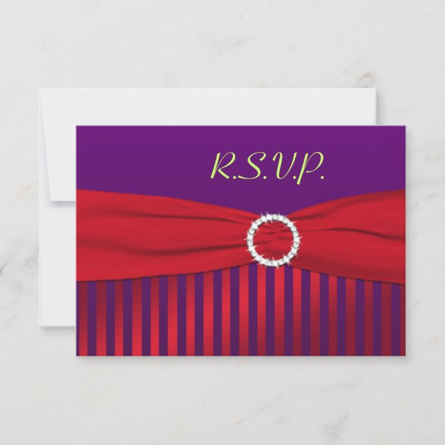 Lila und rote Antwortkarte RSVP Karte (Vorderseite)