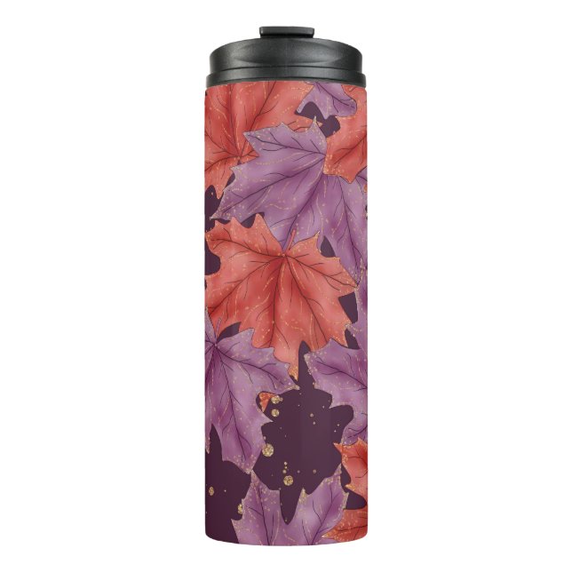 LILA UND ROTE AUTUMNMAPLE-BLÄTTER THERMOSBECHER (Vorderseite)