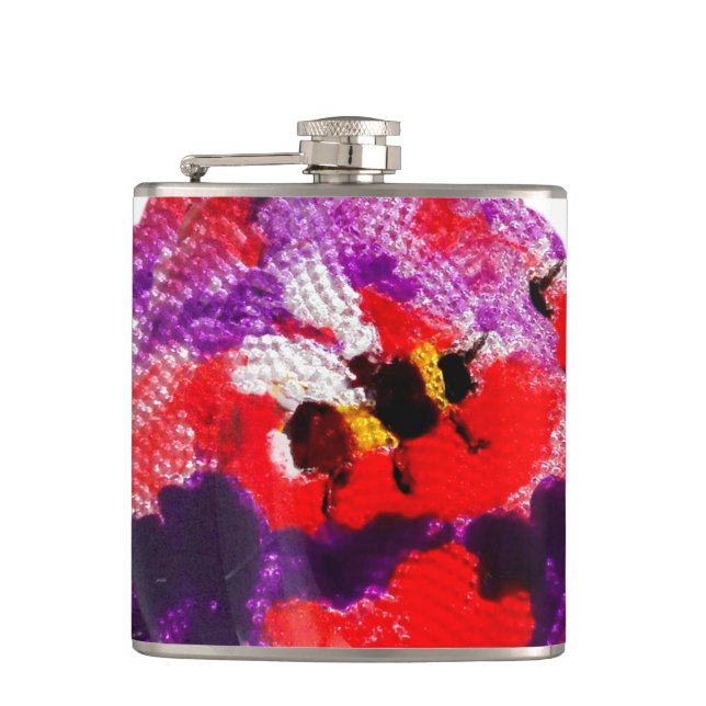 Lila und rote Blume Flachmann (Vorderseite)