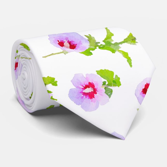 Lila und rote Blume Krawatte (Gerollt)