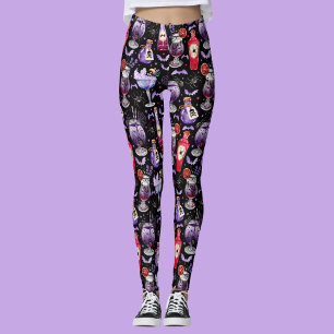 Lila und rote Halloween-Cocktails und -Tränke Leggings