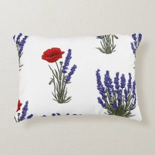 Lila und roter Mohn Botanisches Blumenmuster Dekokissen