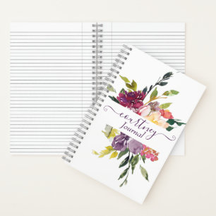Lila und rotes florales personalisiertes Tagebuch