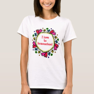 Lila und rotes Herz I Liebe zu Hause T-Shirt