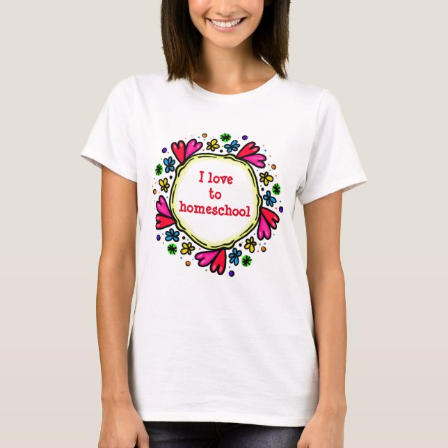 Lila und rotes Herz I Liebe zu Hause T-Shirt (Vorderseite)