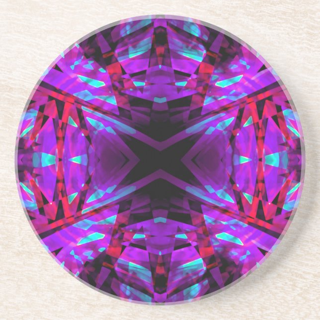Lila und rotes Kaleidoskopmuster Getränkeuntersetzer (Vorne)