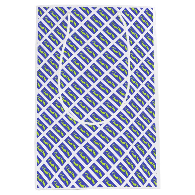 LILA UND ROYBLAUE KUNST GEMUSTERT MITTLERE GESCHENKTÜTE (Vorderseite)