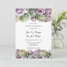 Lila und Salbeigrüne Rosen Gemalte Hochzeit