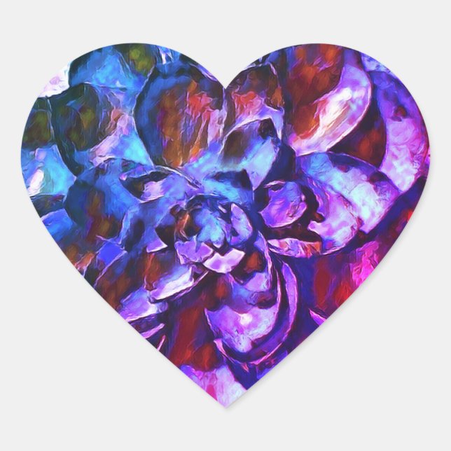 Lila und Sapphire Blume Herzsticker Herz-Aufkleber (Vorderseite)