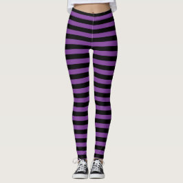 Lila und schwarz gestreifte Halloween-Hexe Leggings