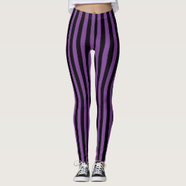 Lila und schwarz gestreifte Halloween-Hexe Leggings