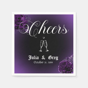 Lila und schwarz-gotischer Hochzeitscocktail Napki Serviette