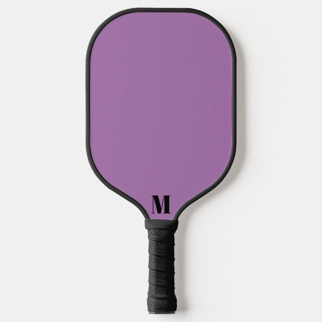 Lila und schwarz-moderne Monogramm Pickleball Schläger (Vorderseite)