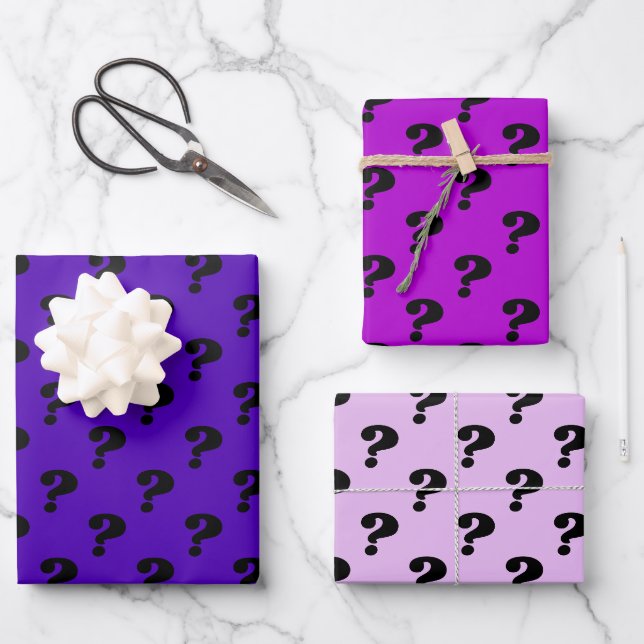 Lila- und schwarz-Niedlicher Geschenkbeutel (Frage Geschenkpapier Set (Vorderseite)