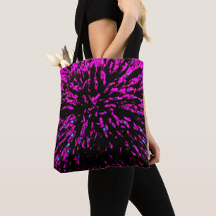 Lila und schwarze Abstrakte Blume Floral Tasche