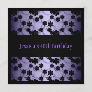 Lila und schwarze Blume 40. Geburtstag Einladung