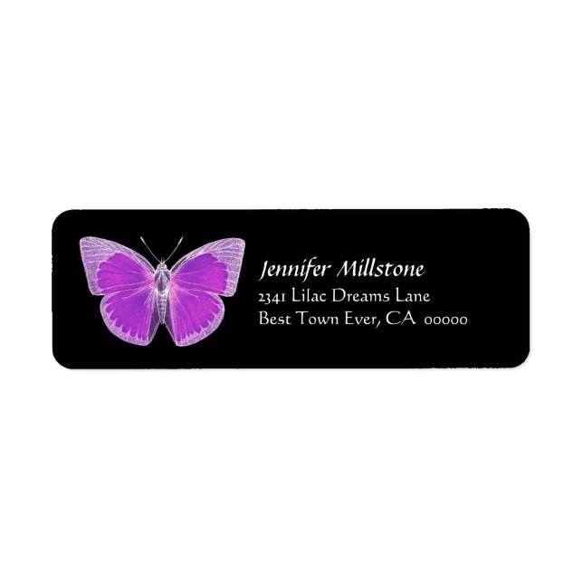 Lila und schwarze Butterfly-Adressenaufschrift (Vorne)