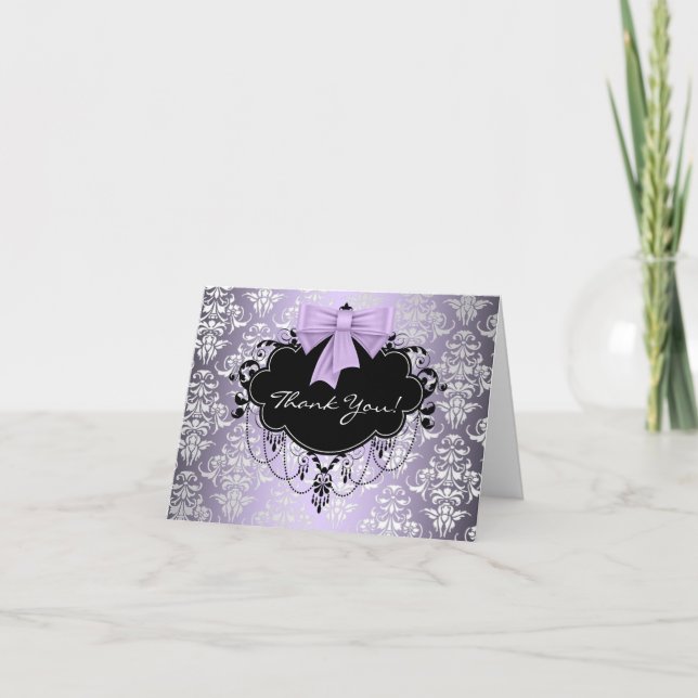 Lila und schwarze Damaskus Danke, Cards Dankeskarte (Vorderseite)