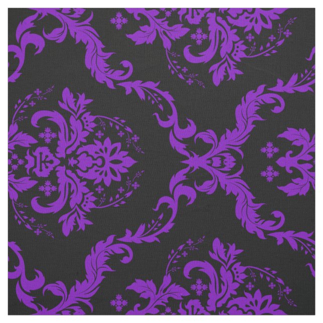 Lila und schwarze Damaskus Stoff (Muster)