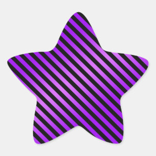 Lila und schwarze Diagonalstreifen Stern-Aufkleber