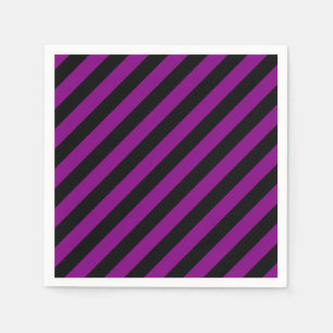 Lila und schwarze große Diag. Streifenpapier Serviette