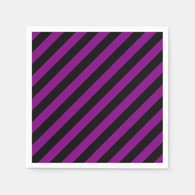 Lila und schwarze große Diag. Streifenpapier Serviette (Vorderseite)
