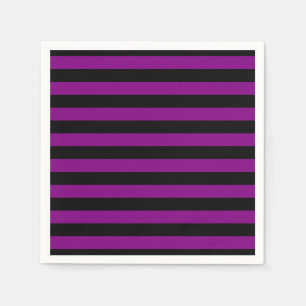 Lila und schwarze große Horiz. Streifenpapier Serviette