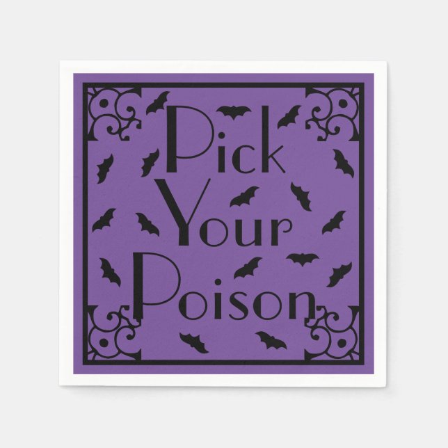 Lila und schwarze Halloween-Fledermäuse pflücken G Serviette (Vorderseite)