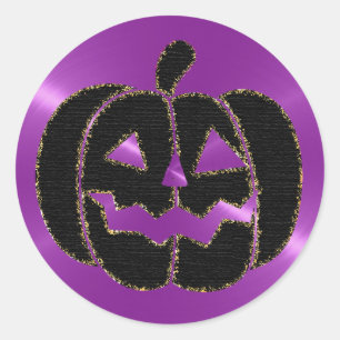 Lila und schwarze Kürbis-Halloween-Aufkleber Runder Aufkleber