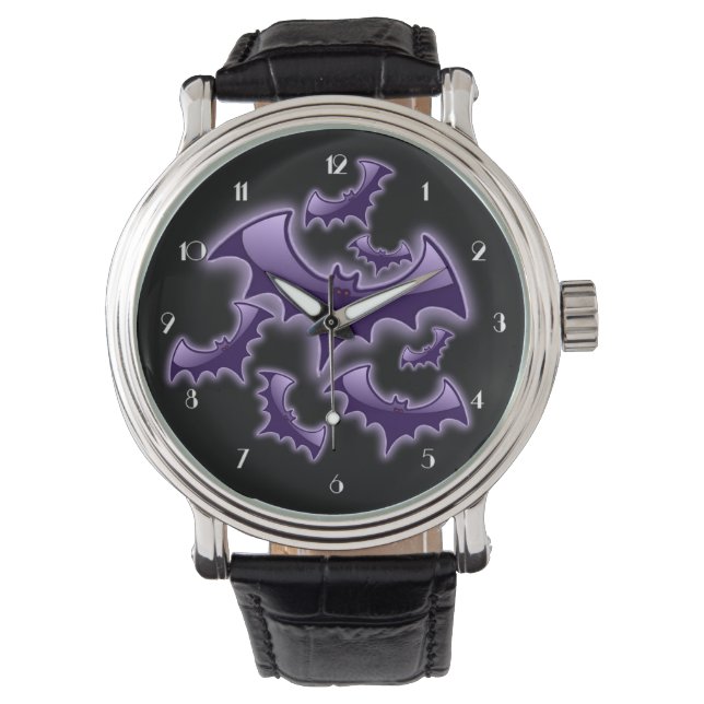 Lila und schwarze Nachtwächter Armbanduhr (Vorderseite)