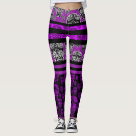 Lila und schwarze saure Schädelknochen Leggings