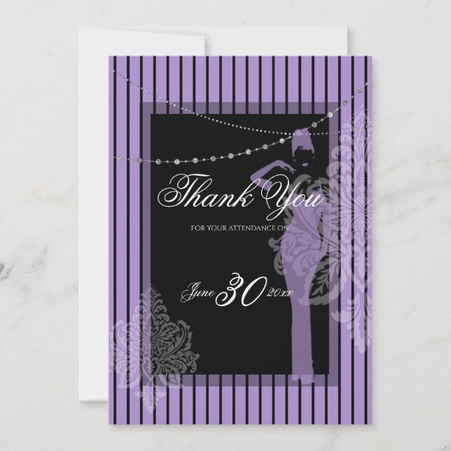 Lila und schwarze Streifen Einladung (Vorderseite)